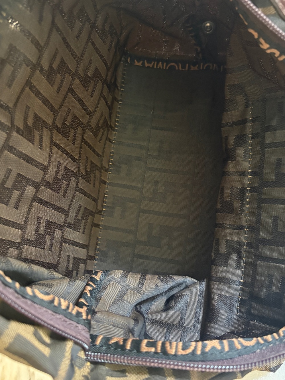 Vintage Fendi Brown Zucca FF Logo Tote Handbag Packable / Foldable - Picture 7 of 12